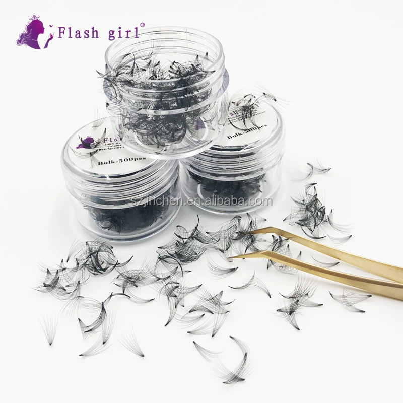 

Flash girl 7D Short Stem Premade fans 500 Fans in one pot Private Label Russia Volume Lashes Bulk Lashes Eyelash extension