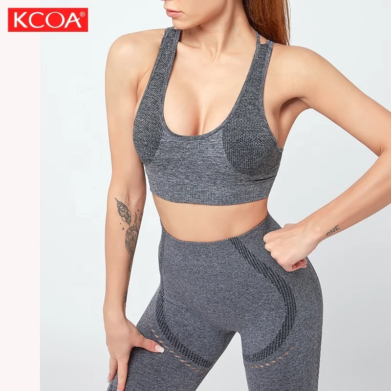 

2020 Newest Fast Shipping Blank Tight Fit Woman Yoga Leggings And Sports Bra Set, 6 colors