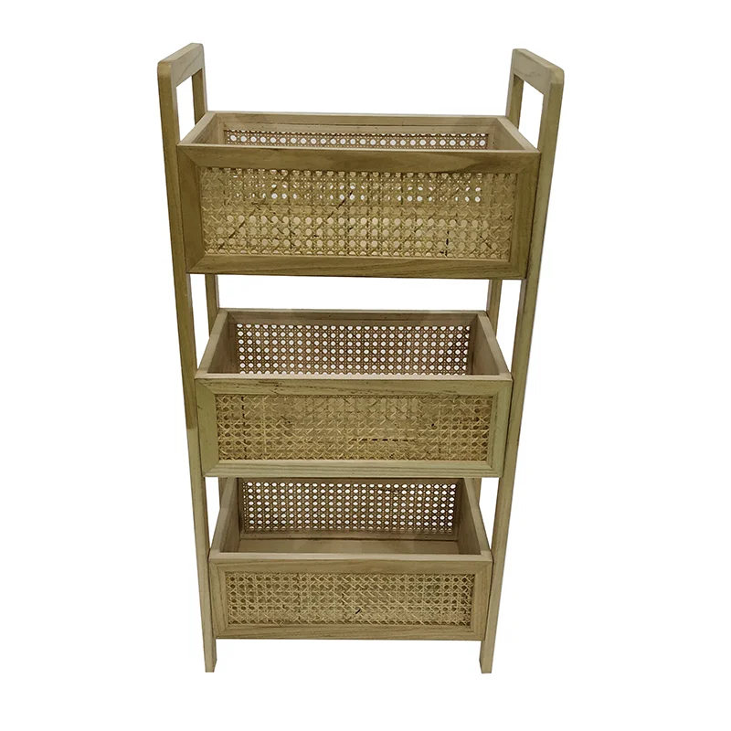 Eco-friendly Custom Rattan Storage Rack Shelf Low Price 3 Layer Shelf ...