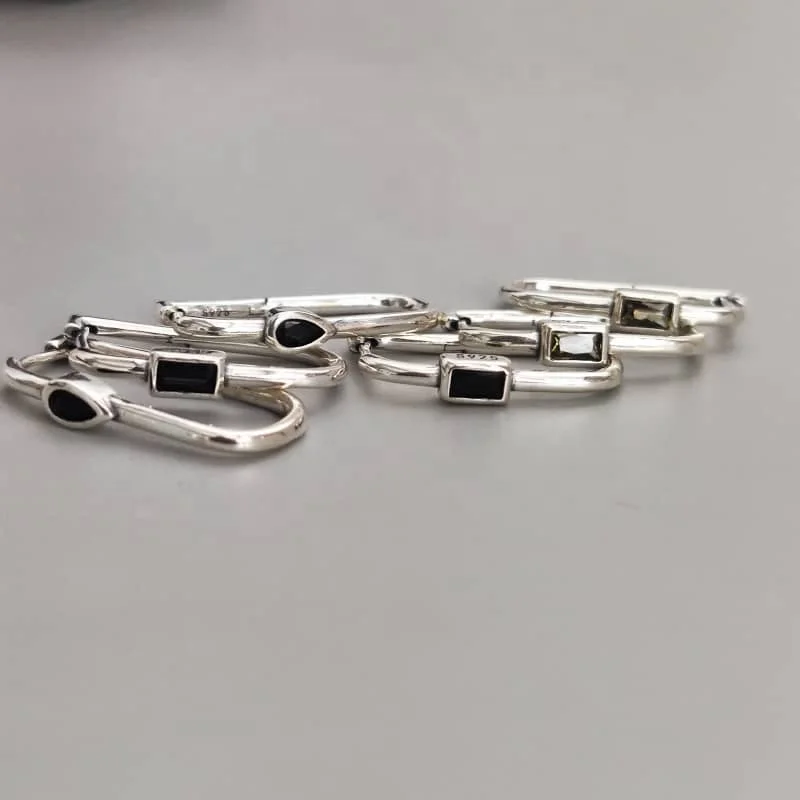 

Minimalist silver Jewelry Sterling Silver Earrings Zircon CZ Simple rectangle water drop Gift 925 Silver gold plated Jewelry, White gold (rose gold, yellow are avaliable)