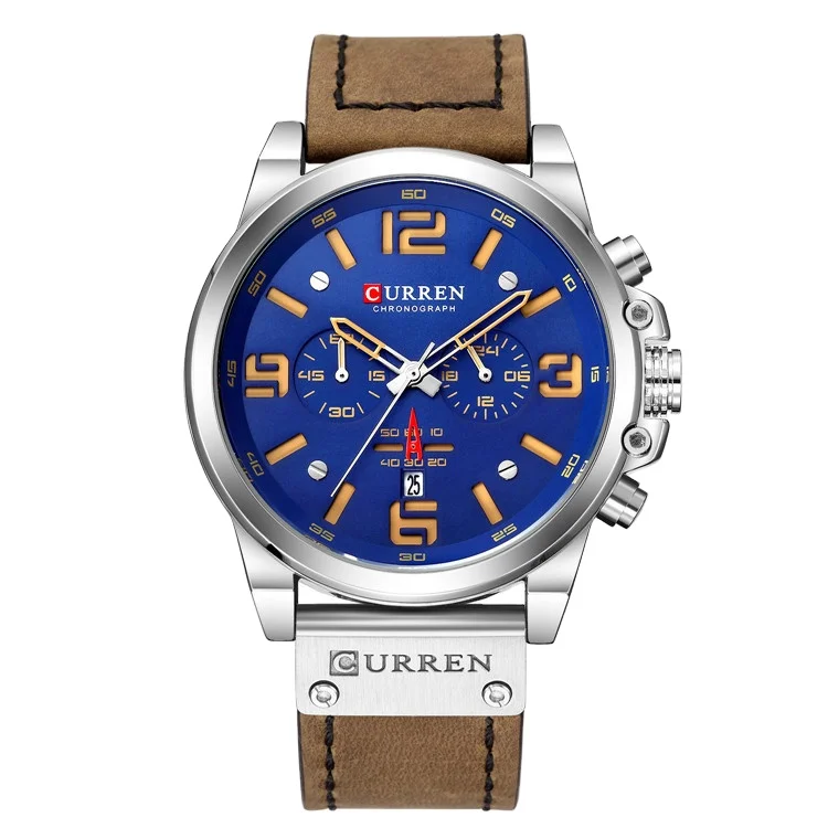 

Curren 8314 Hot Sale Model Men Quartz Watch Chronograph Wristwatch Fashion Sport Watch Leather Strap, 5 color