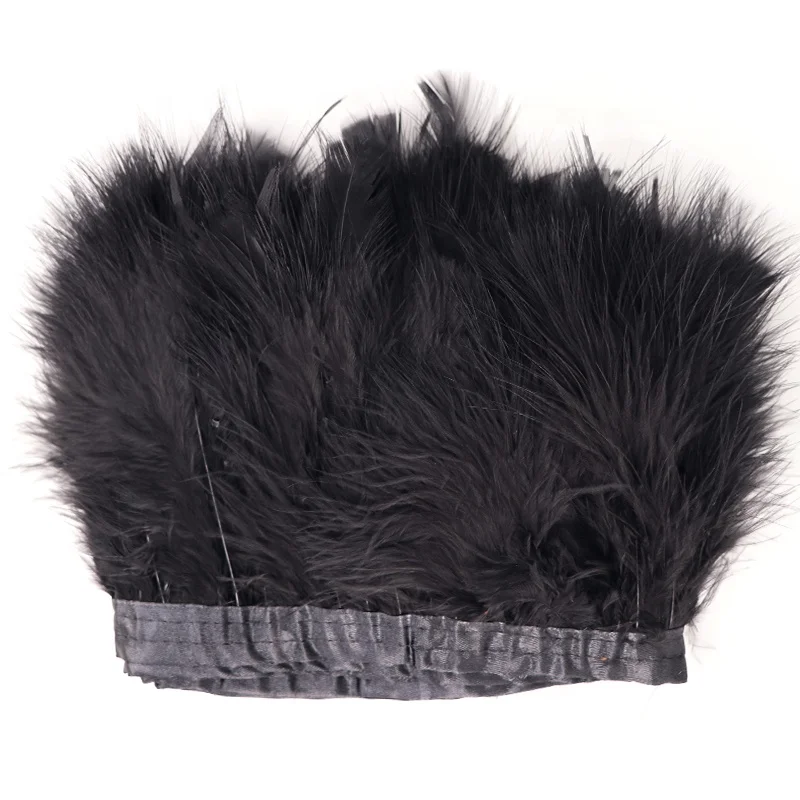 Wholesale 6-8 Inch Multi-Colored Turkey Feather Fringe Trim Dyed Fluffy Turkey Decorative Trim