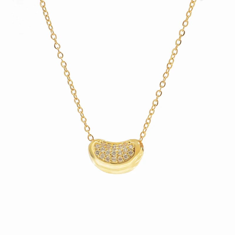 

XL62127 Trendy cute zircon ingot stainless steel necklace dainty 14K gold plated women jewelry