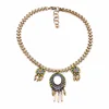 xl00754 Gold Plated Fancy Indian Ethnic Style Crystal Rhinestone Siam Sapphire Chunky Statement Necklace
