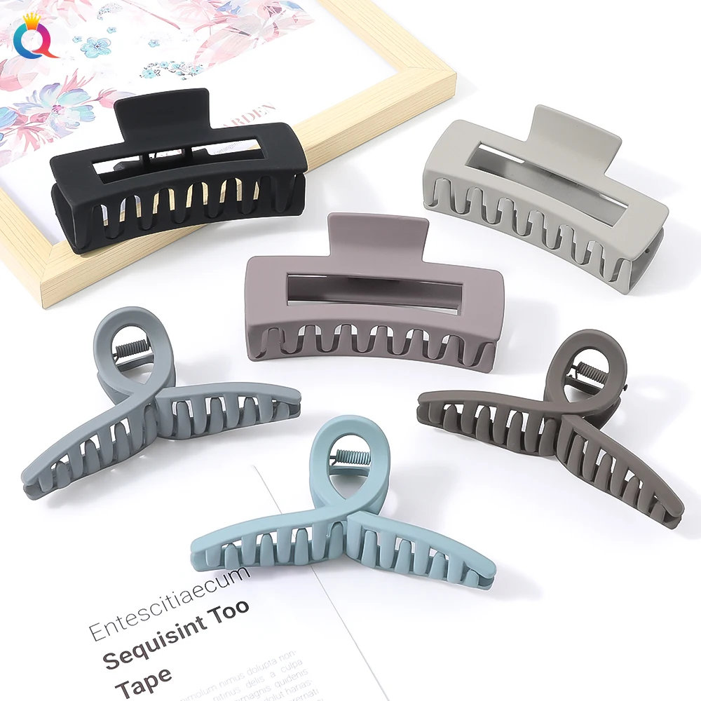 

Qiyue High End Women Fashion Hair Accessories Hair Clip Plastic Solid Color Cool Color Matte Hair Claw for Girl