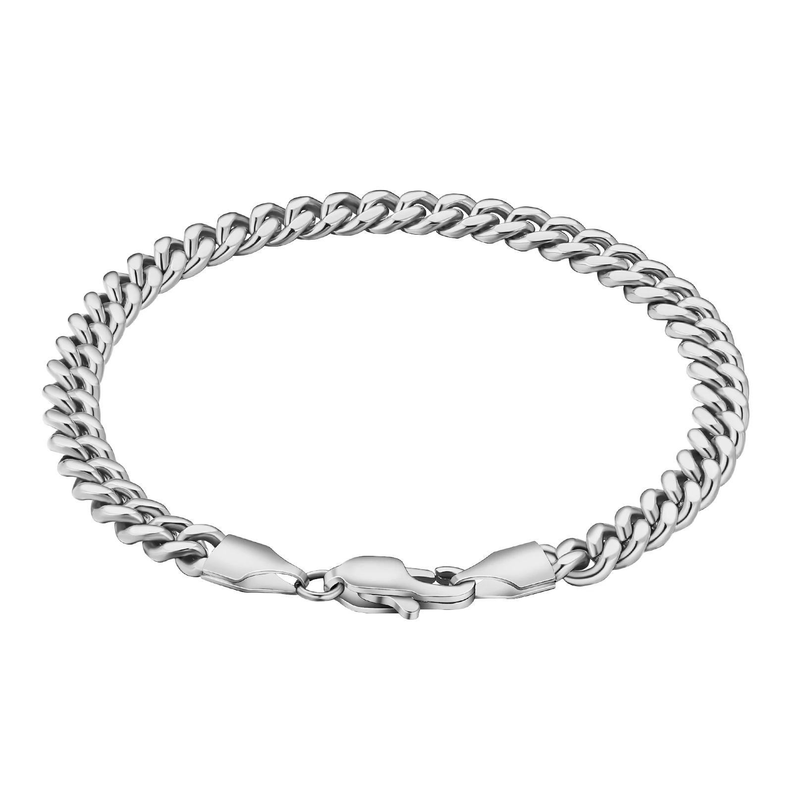 

5mm 3mm Women Simple Cuban Link Chain Men Jewelry Classic 18K Real Gold Plated 316L Stainless Steel Figaro Rope Bracelet