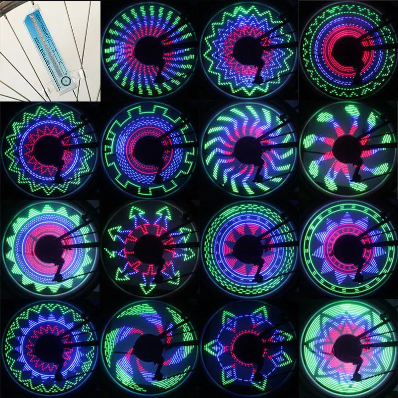 

30 pattern Bicycle wheel light double display flash 32 RGB LED light Bike spoke lamp Night riding Cycling lighting, As picture shown