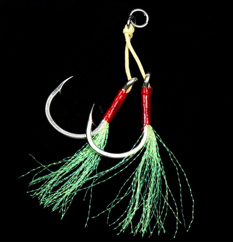 2 Sets/bag Shore Jigging Assist Hooks Double Assist Jig Fishing Hooks