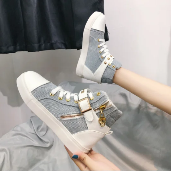 

UP-3443r Latest Design Casual Women Sport Shoes High Neck Canvas Shoes