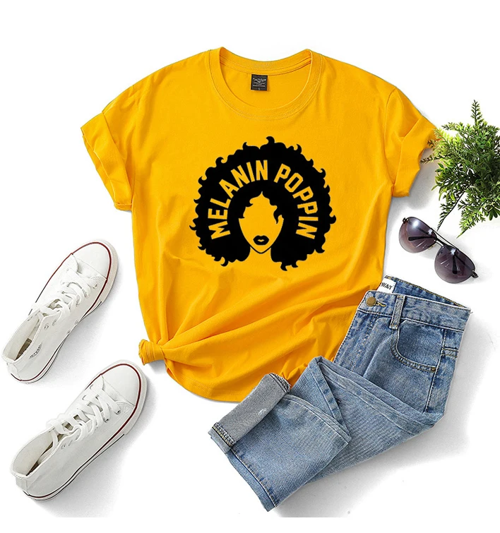 

Afro Vintage melanin black girl clothing t shirt, White,black
