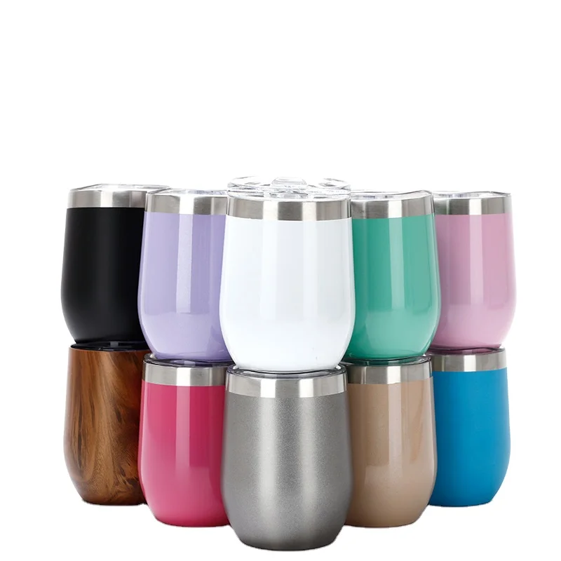 

Insulated vacuum egg shape mugs 12oz 350ml stainless steel custom wine tumbler cups with lid boba tumblers