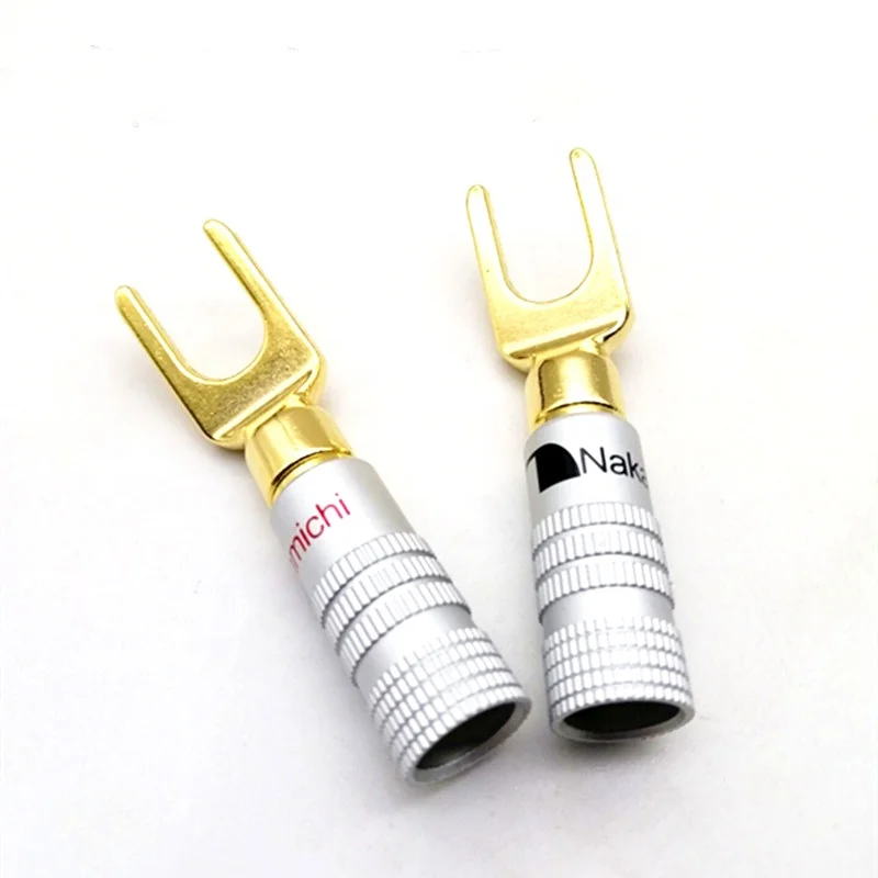 

Nakamichi Gold Plated 24K Brass Y U- type Spade Terminal Banana Plug Audio Speaker Cable Wire Connector