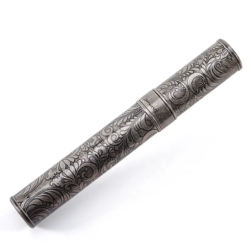 

JIFENG JF-020  80g antique silver brass metal embossed flower pattern customized logo travel cigar tube, Antique silver, bronze