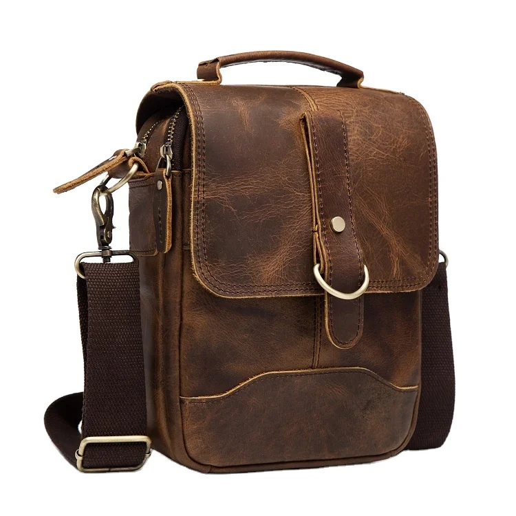 

Original Leather Male Design Casual Shoulder Messenger Bag Cowhide Fashion 8" Tote Cross body Satchel bag For Men 143
