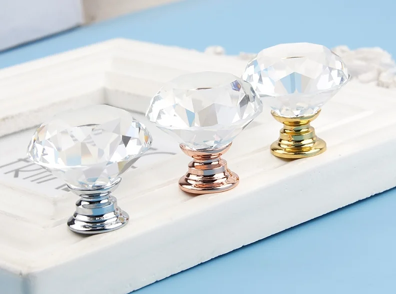 Luxury Design Colorful Small Glass Crystal Knobs Jewelry Box