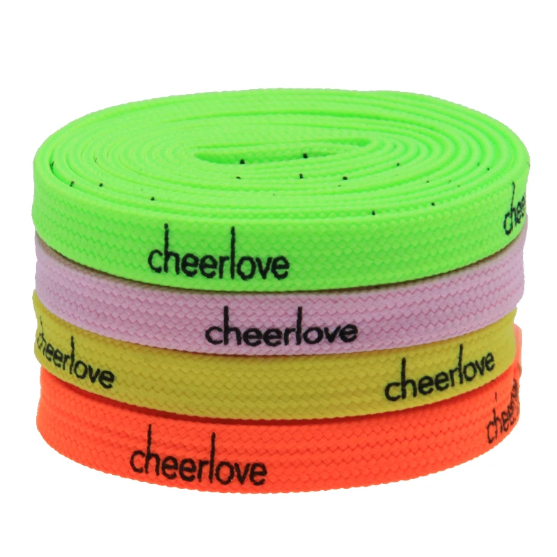 

Wholesale Custom Logo Sublimation Printed Cheerlove Flat Ribbon Shoelaces 3mm Foot Rope