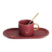 

High-grade Ceramic Coffee Cups Coffee Cup Set Simple European Style Cappuccino Flower Cups Latte Drinking Accessories