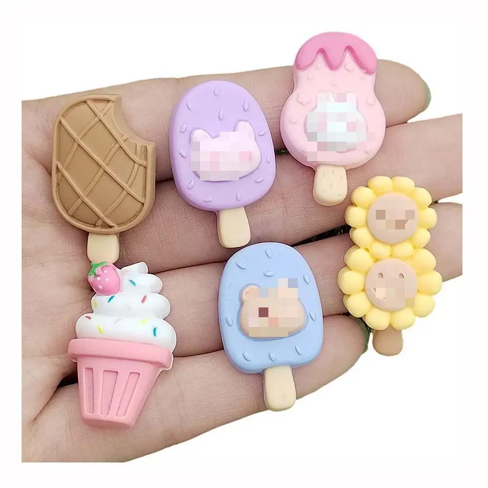 

Kawaii Cartoon Ice Cream Ornaments Animal Summer Popsicle Cute Cartoon Resin Cabochon Diy Nail Art Accessories Toys For Gril Gi