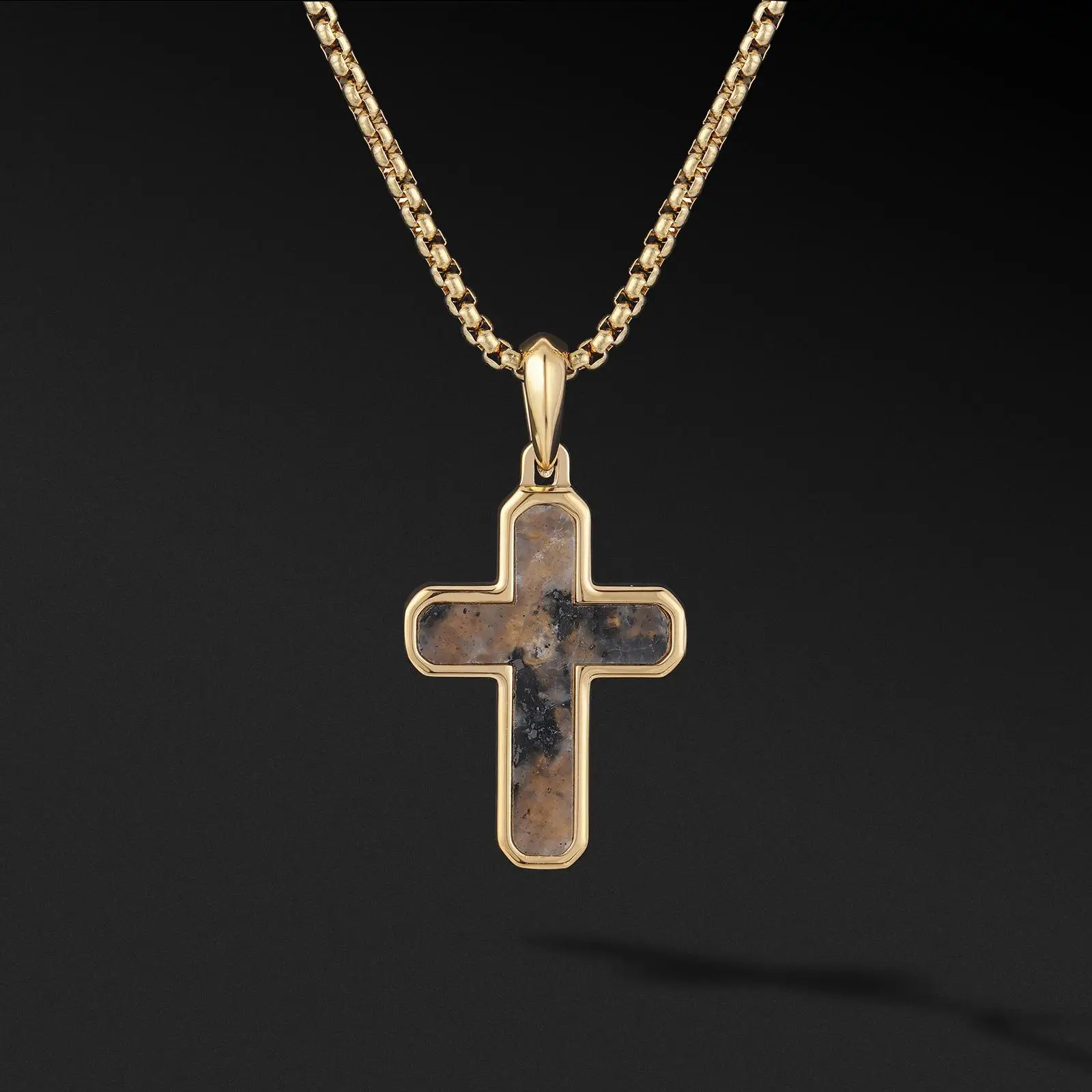 

Men Jewelry Natural Stone Tiger Eye Stainless Steel Cross Pendant Necklace, Picture shows