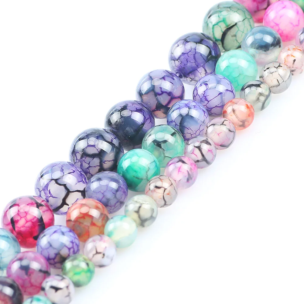 

Multicolor Dragon Vein Agates Beads 6/8/10mm Smooth Round Loose Beads For Jewelry Making DIY