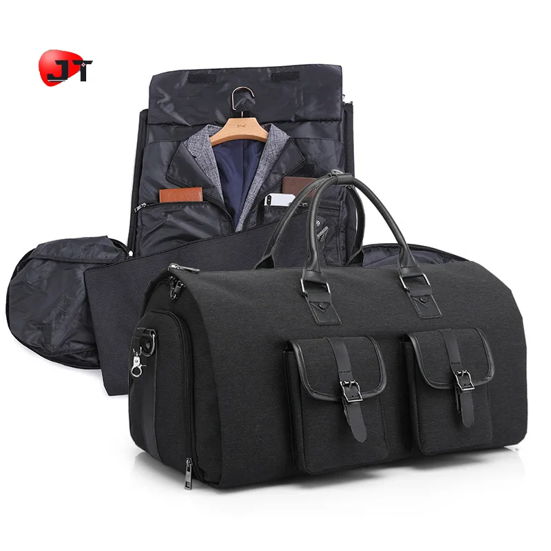 

2020 New Design In Stock Waterproof Leisure Custom Garment Duffle Bag Suit Travel Folding Receiving Bag With Shoe Compartment, Black,or customized