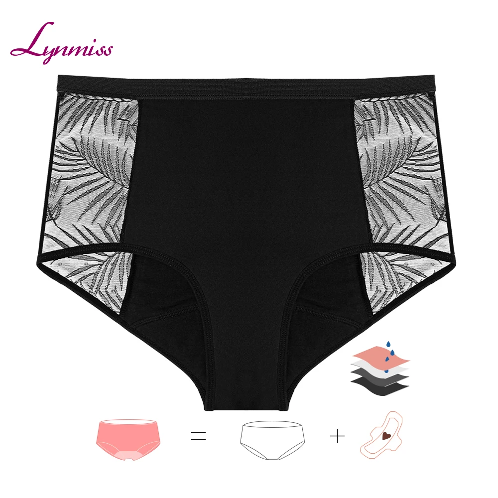 

LYNMISS Bamboo Black Period Pants Underwear Absorbent Leakproof Feminine Hygiene Menstrual Panties