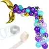 Mermaid Tail Balloon Garland Set with 16ft Balloon Strip Tape for Under The Sea Mermaid Birthday Party Decoration (Gold)