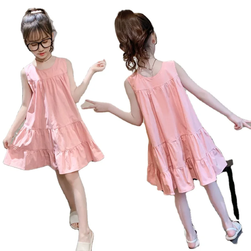 

2021 new children's princess skirt short sleeve girl's dress, As picture