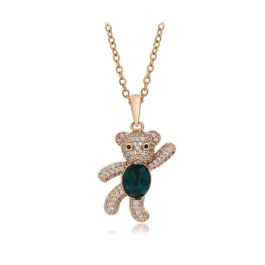 

A00770977 Xuping jewelry cute fashion bear with diamond-studded 18K gold animal pendant necklace series