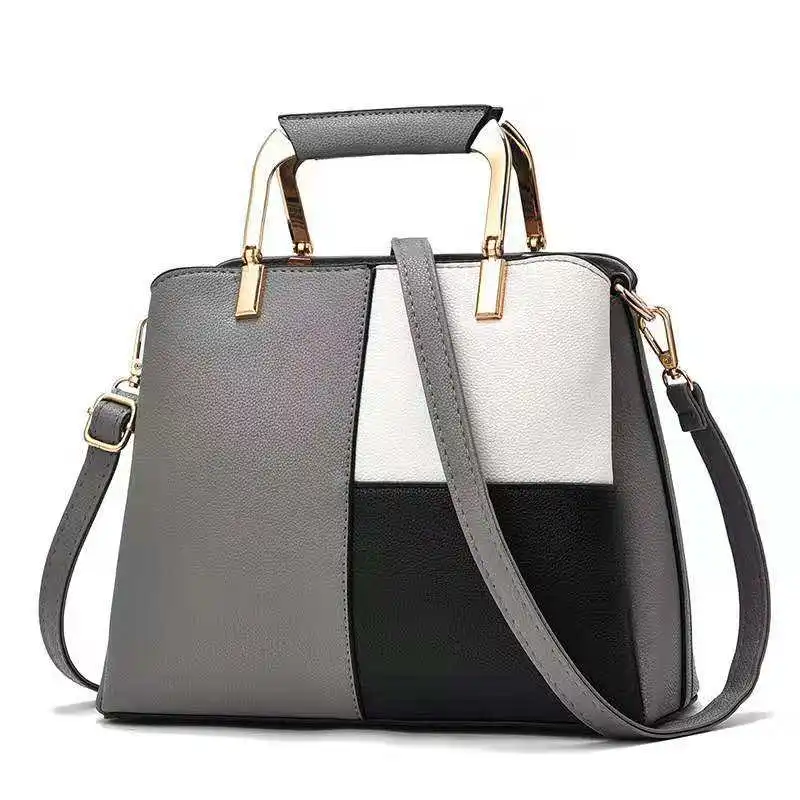 

Leather Woman Handbag 2022 New Middle-aged Mother Cross - slung Splicing Atmosphere All-match Lady Leather Bag New Handbags