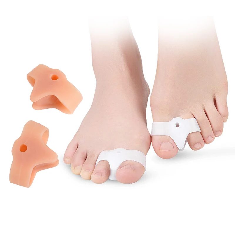 Split Toe Design SEBS Toe Separator Straightener Bunion Corrector Comfortable Breathable Soft Milk White/Skin Color One Size