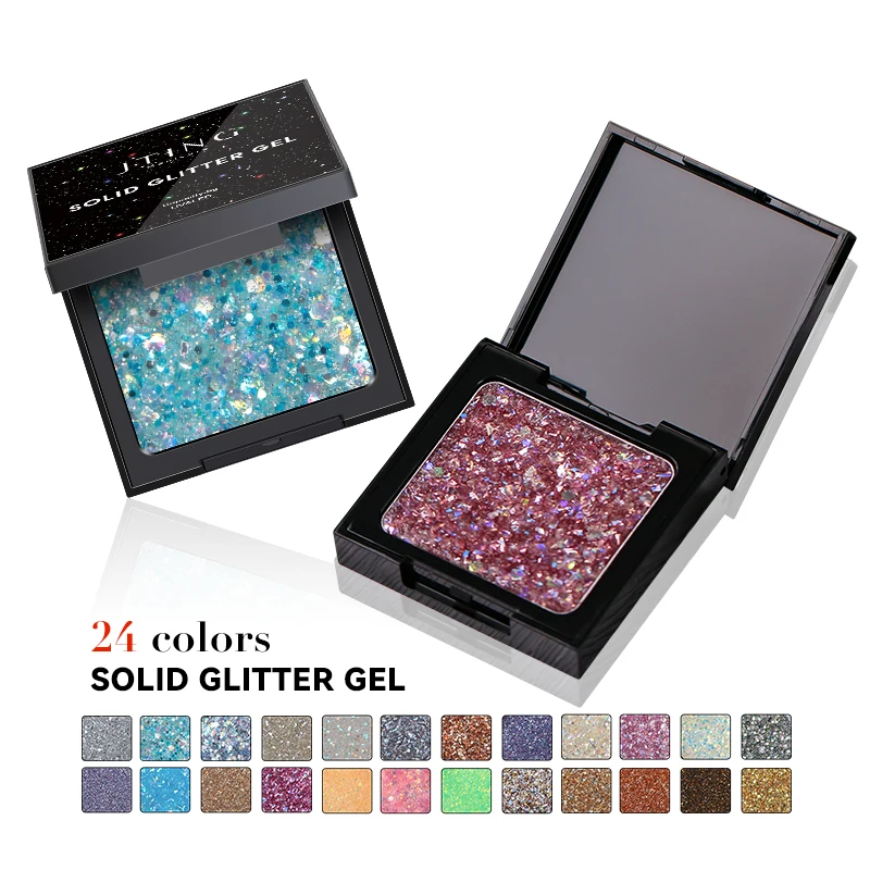 

JTING new design 24 colors nail salon flash uv shine solid glitter gel nail polish sparkle OEM private label