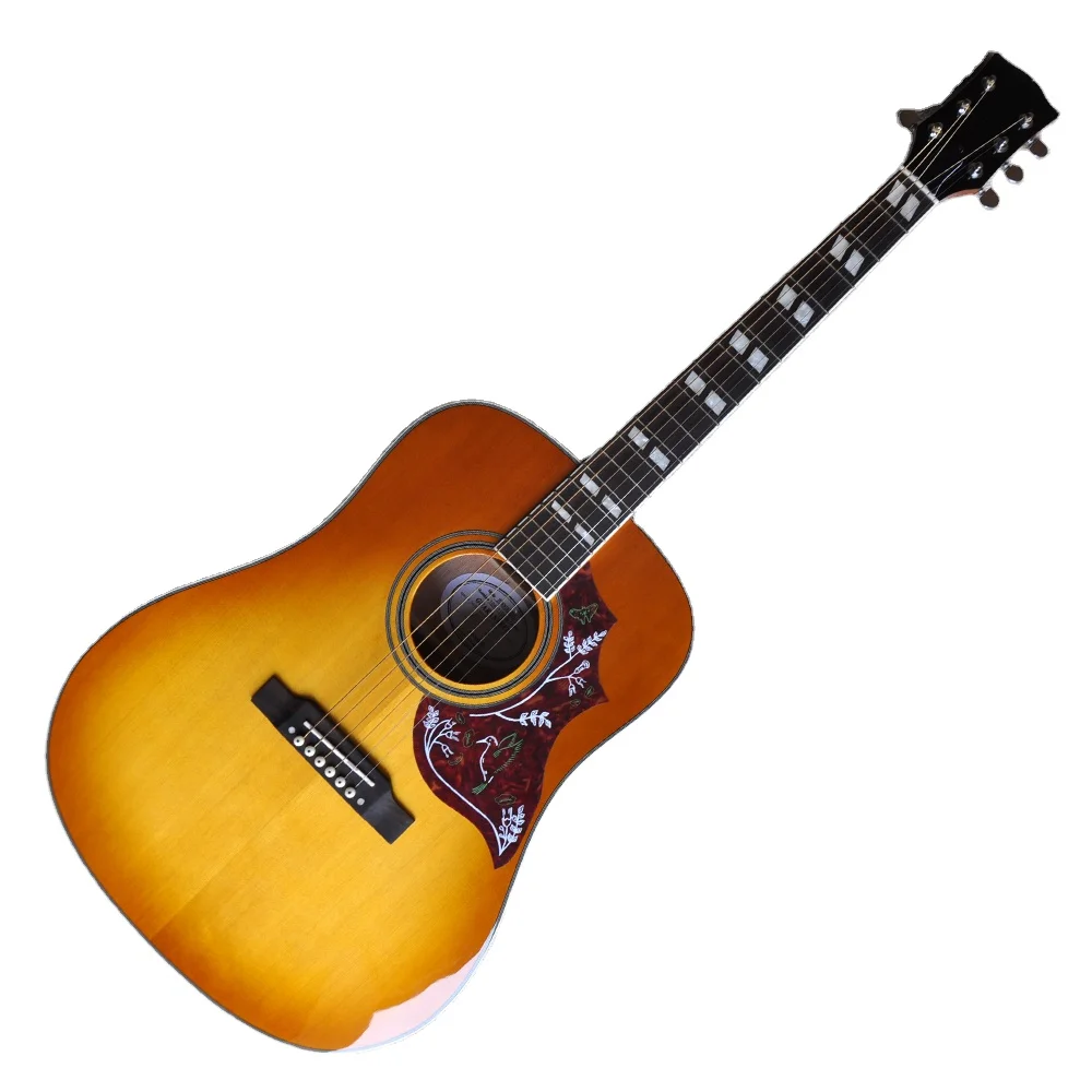 

Flyoung Red Brown 41 Inch Acoustic Guitar Top Solid Hummingbird Classical guitar Stringed Instruments