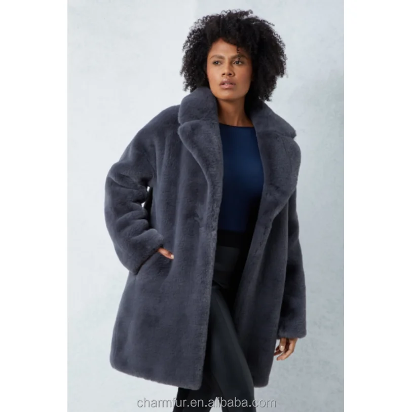 

Ladies Long Sleeve Faux Fur Teddy Coat Winter Women Clothing Rabbit Soft Long Coat
