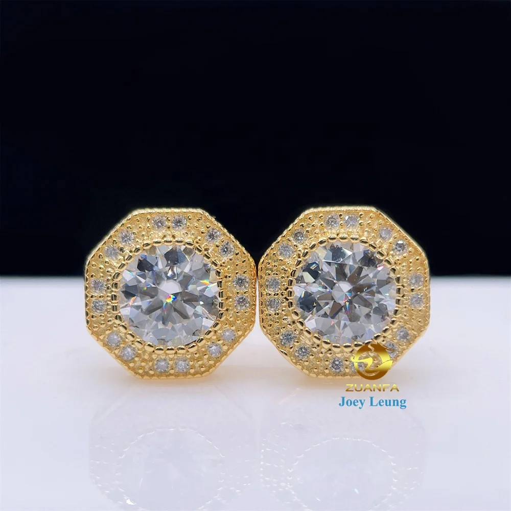 

Hip Hop Earrings Iced Out Jewelry S925 Real Gold Plating VVS Moissanite Diamond Fashion Earrings Studs