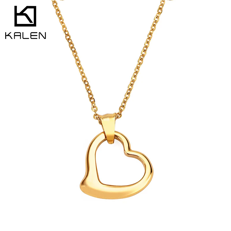 

New Trendy Heart Shaped Stainless Steel Pendant And Necklace Chain, Silver/gold