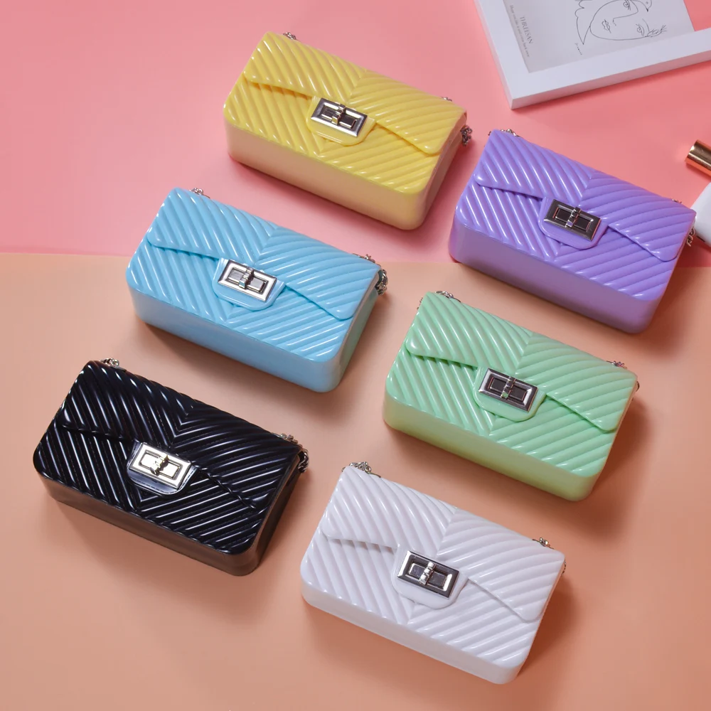 

High Quality Summer Trendy Purses And Handbags Pvc Candy Rainbow Bags Fashion Jelly Purses Handbags Women Purse And Shoes, Customizable