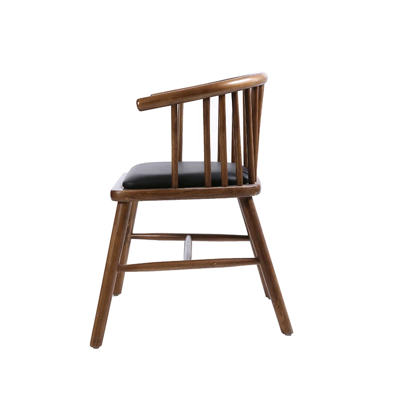 Factory Wholesale Natural Solid Wood High Back Dining Chair Black Leather Chairs In Living Room