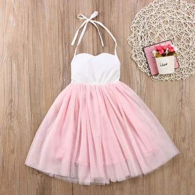 

F40555A European and American halter net gauze summer dress baby girl party dress children frocks designs, As picture