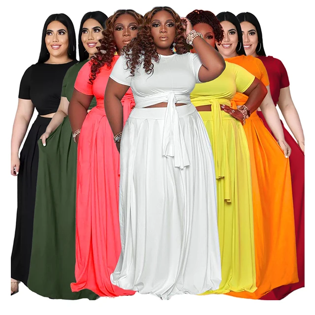

GX7025 wholesale plus size women clothing solid color bandage skirt sets women 2 piece outfits ladies two piece suit, Picture