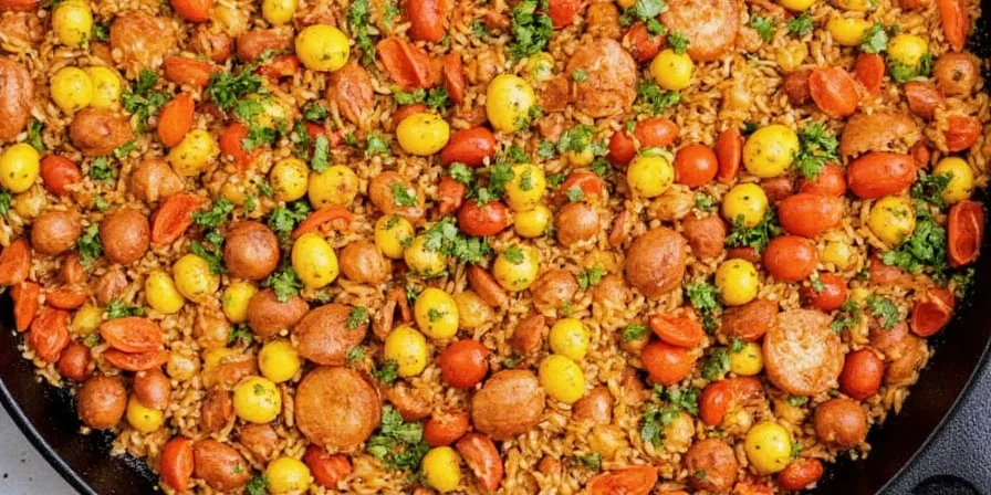 Traditional paella pan on an open flame