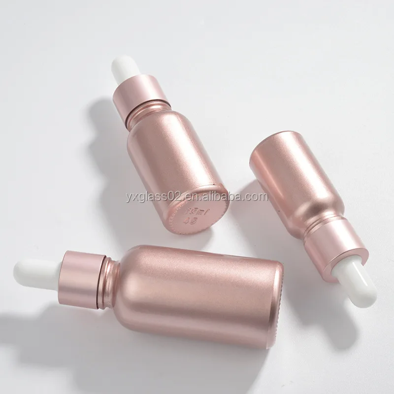 Rose gold essential oil glass bottle10ml 15ml 30ml serum glass bottle Dropper bottle details