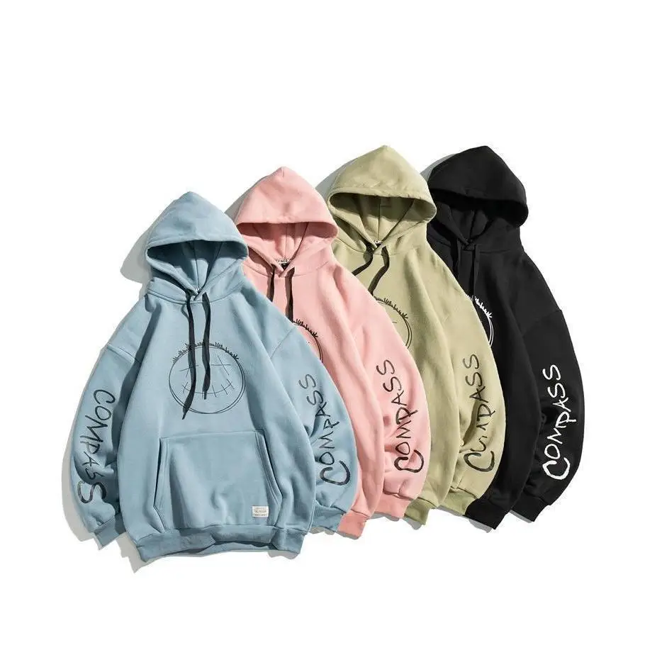 

2020 Autumn Couple Casual Loose Sweater Men And Women All-Match Japanese Hip-Hop Smiley Face Hooded Top