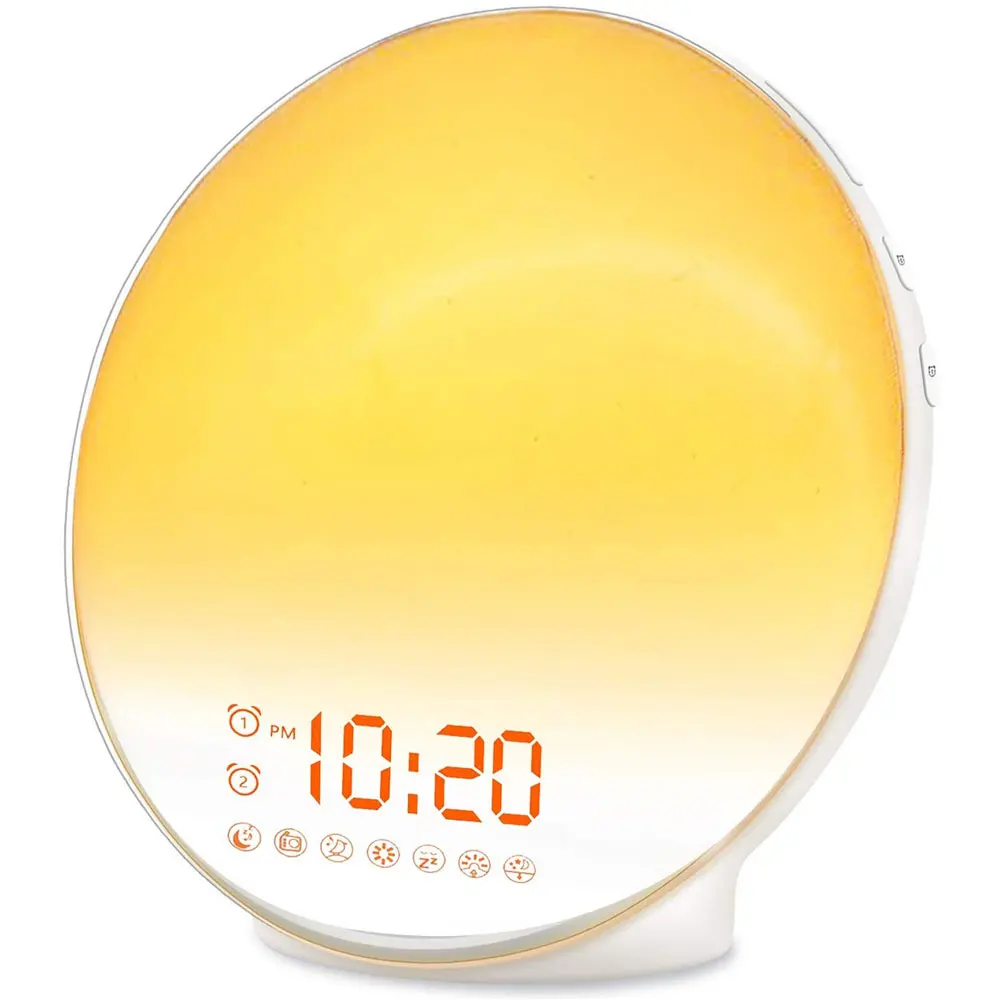 

Smart Wake Up Light Sunrise Alarm Clock for Kids Adults Bedrooms, White