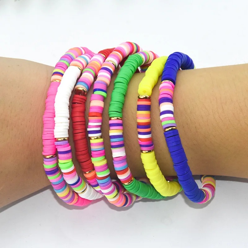 

European and American beach style color friendship soft clay copper bracelet female summer beach bracelet, Picture