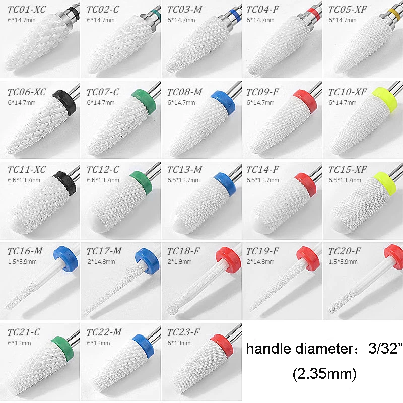 

Milling Cutter For Manicure Ceramic Manicure Machine Cutter For Pedicure Electric Nail Files Ceramic AcrylicNail Drill Bits