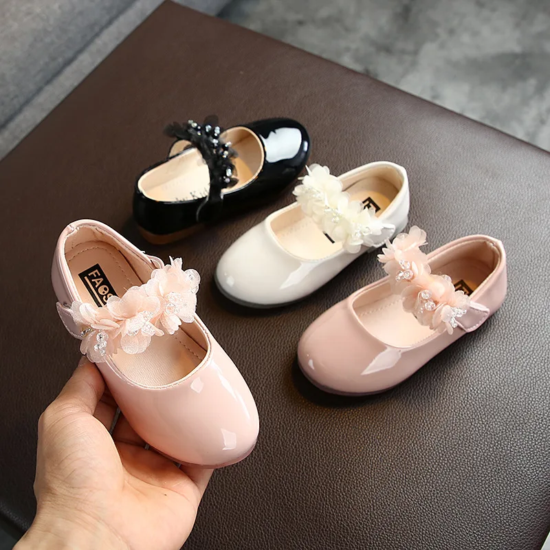 

Lovely princess wedding flower baby girls shoes party event black white pink casual shoes toddler birthday dress shoes kids