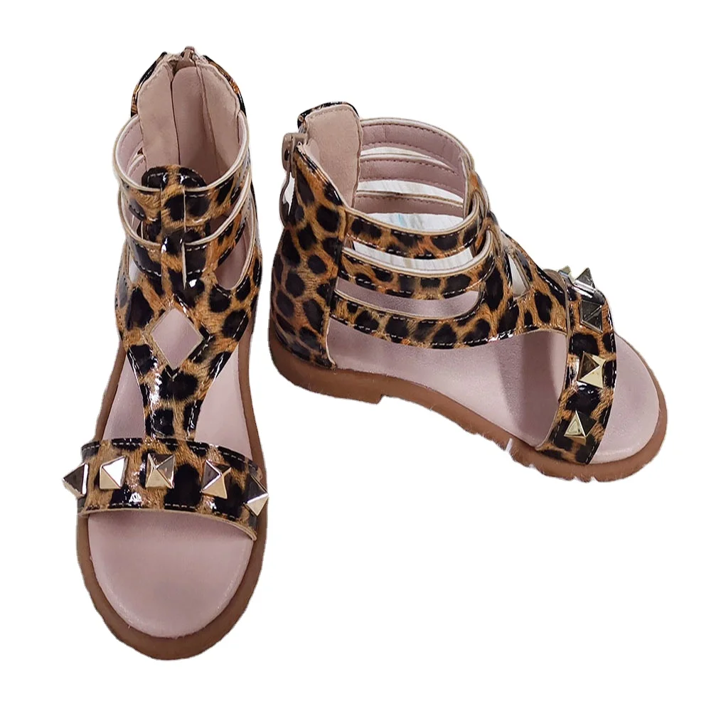 

Wholesale 2021summer sandals cool Beach Slippers Casual platform sandals Girl's Cheetah Rivet Sandals Customizable, #1 #2