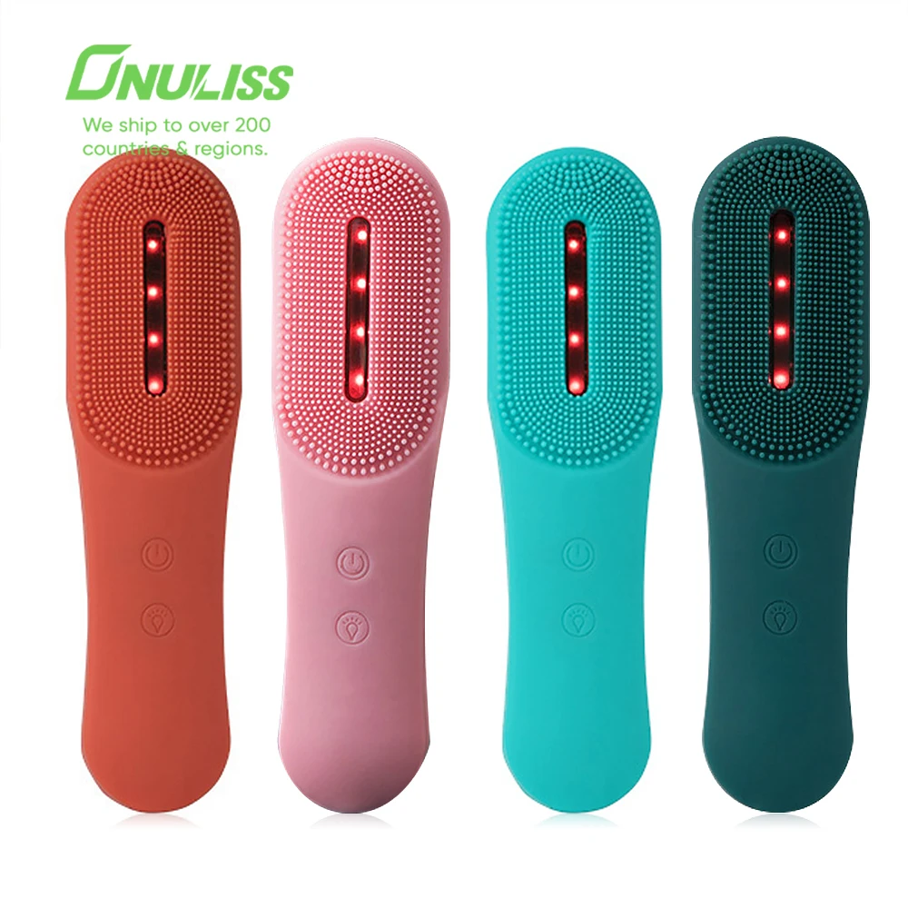 

Led Therapy Silicon Facial Cleaner Brush Cleansing Brush Face Cleaner Beauty Facial Brush, Pink red blue,green