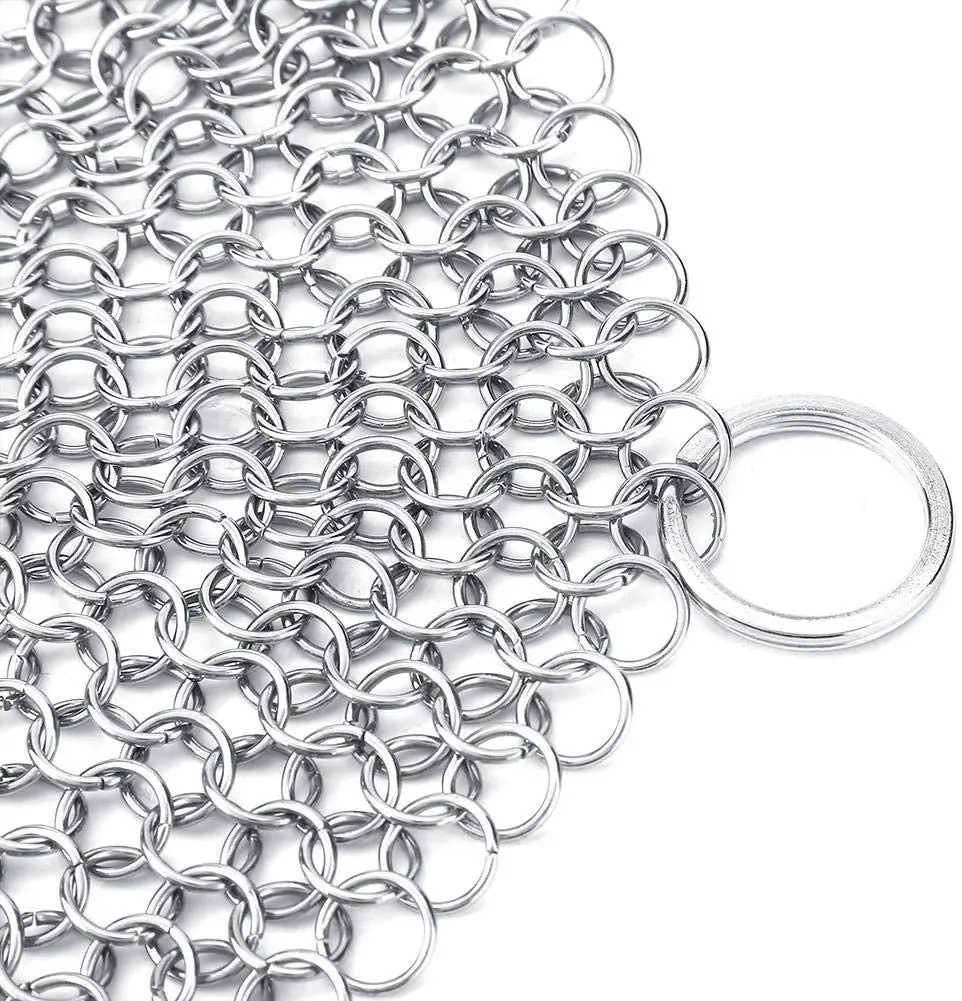 

3 4 5 6 7 8 inch stainless steel pot brush net chainmail scrubber cleaner, Silver
